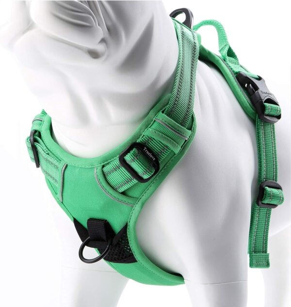 Truelove Soft Front Dog Harness .Reflective No Pull Harness with Handle and 2 Leash Attachments Grass Green