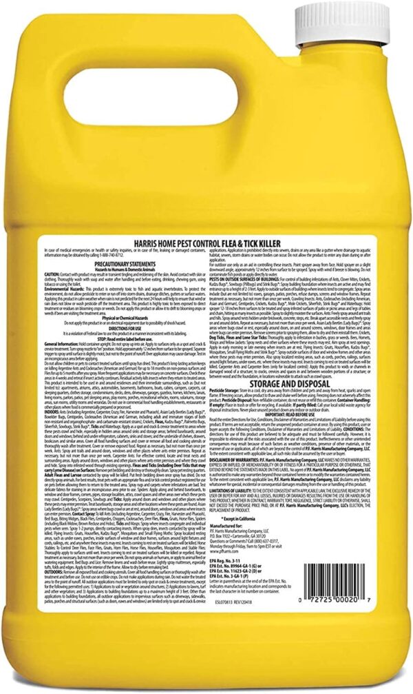 Harris Flea and Tick Killer, Liquid Spray with Odorless and Non-Staining Extended Residual Kill Formula (2-Pack, Gallon) - Image 2