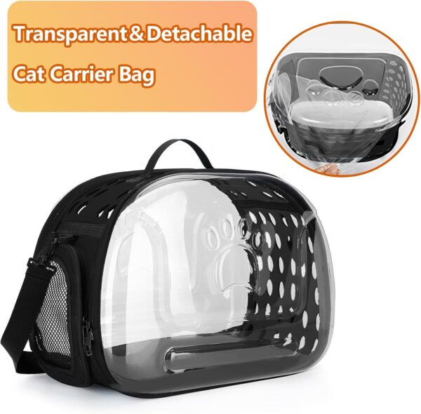 BNOSDM Clear Cat Carrier Hard Cat Bag Collapsible Portable Small Pet Carrier Bag for Cats Kitten Puppy Travel Hiking Walking & Outdoor Use(Grey) - Image 5