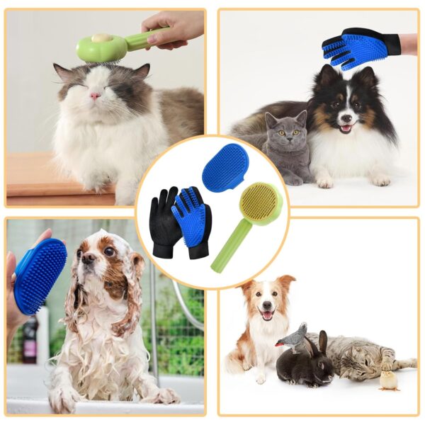 GJEASE Cat Grooming Glove Brush,Self-Cleaning Slicker Pet Brush for Short and Long Haired Pets,Dog Bath Brush for Shedding and Grooming,Removes Loose Hair and Tangles,Promote Circulation - Image 7