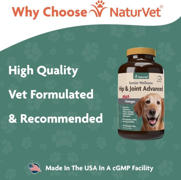 NaturVet – Senior Wellness Hip & Joint Advanced Plus Omegas | Help Support Your Pet’s Healthy Hip & Joint Function | Supports Joints, Cartilage & Connective Tissues | 90 Time Release Tablets - Image 3