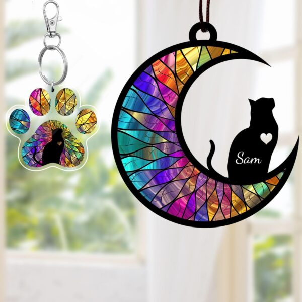 Personalized Pet Memorial Suncatcher Dog Cat, Dog Memorial Suncatcher, Custom Pet Loss Suncatcher, Gifts for Dog Lovers, Dog Cat Memorial Ornament Loss of Pet Sympathy Gift (#2 Cat SunCatcher) - Image 7