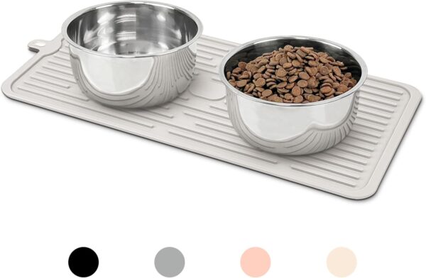 Ptlom Dog Food Mat Anti-Slip Dog Bowl Mats for Food and Water, High-Lips Waterproof Dog Feeding Mat Prevent Messy Spills to Floor, Silicone Pet Placemat Puppy Tray for Small Medium Large Dogs Cats