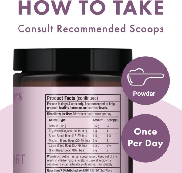 Bark & Whiskers Adrenal Support, for Dogs & Cats, 3.17 oz. (90 g), 90 Scoops, Promotes Healthy Hormone and Cortisol Levels, Veterinarian Formulated, Non-GMO, Dr. Mercola - Image 5