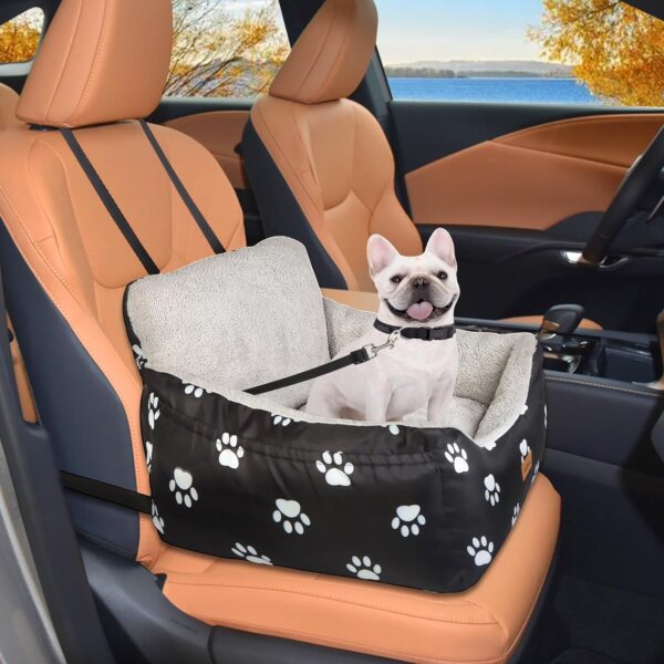 Small Dog Car Seat for Small Dogs Under 25, Detachable Washable Dog Booster Seat Pet Carseat with Storage Pockets, Clip-On Safety Leash, Perfect Dog Car Carrier for Travel - Image 6