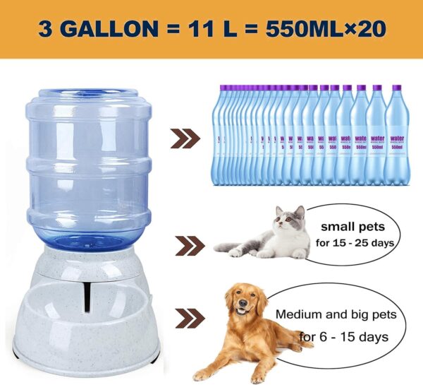 Automatic Dog Water Dispenser,3 Gallon| 11L Gravity Automatic Pet Water Dispenser Station,Pet Waterer for Large Dogs and Cats,Large Capacity Water Feeder for Cats and Large Dogs - Image 3