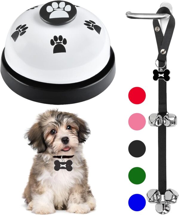 2 Pack Dog Door Bells, Dog Doorbell to go Outside Puppy Train Bell for Dogs to Ring to go Potty, Puppy Toilet Training Bell Jingle Bells for Door Knob (Black)