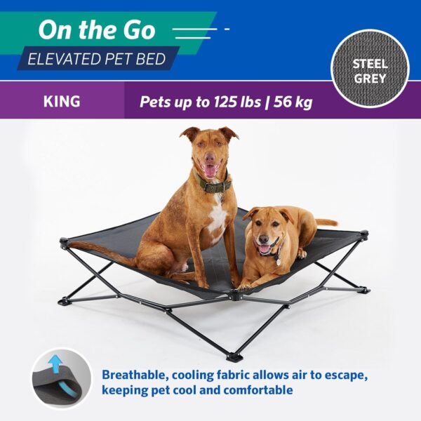 Coolaroo On The Go Cooling Elevated Dog Bed, Portable for Travel & Camping, Collapsible for Storage, King, Steel Grey - Image 6