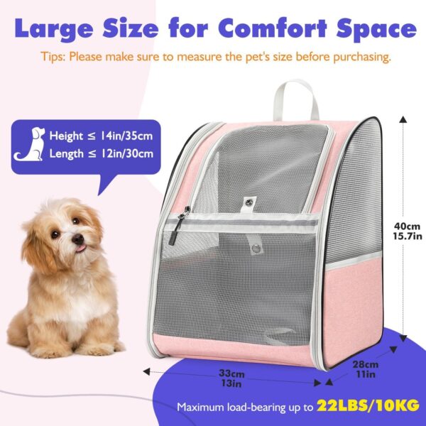 Pawaboo Large Cat Carrier Backpack, Small Dog Carrier Backpack for Small Medium Cats & Puppies, Fully Ventilated Upgraded Steel Frame Bubble Cat Carrier for Hiking Travel Cycling - Pink (up to 22lbs)