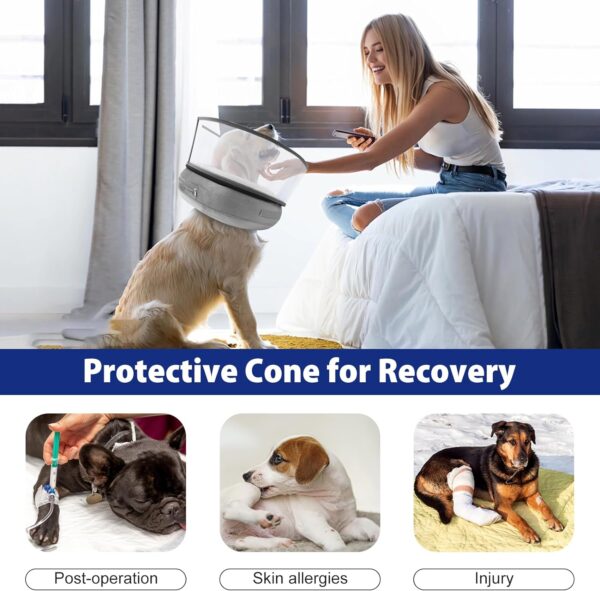 BARKLESS Inflatable Dog Cone Collar, Soft Dog Donut Collar After Surgery, 2-in-1 Dog Cone Alternative with Detachable Anti-Licking Shield, Soft Cone for Dogs Does Not Block Vision - Image 6