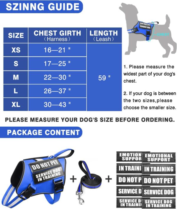 Service Dog Vest Harness and Leash Set+10 Patches for Puppy Small Dogs,Do Not Pet Emotional Support Dog Vest with 2 Soft Padded Handle for Everyday/Training (Blue XS) - Image 6