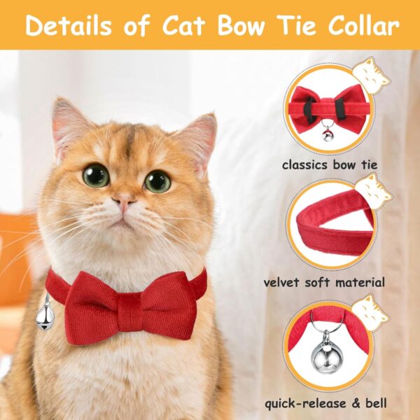 Cat Collar Breakaway with Bells - 3 Pack Breakaway Cat Collars Quick Release Safe Buckle Adjustable Kitten Collar for Girl Boy Cats Pets Supplies,Stuff,Accessories (Bow tie) - Image 2