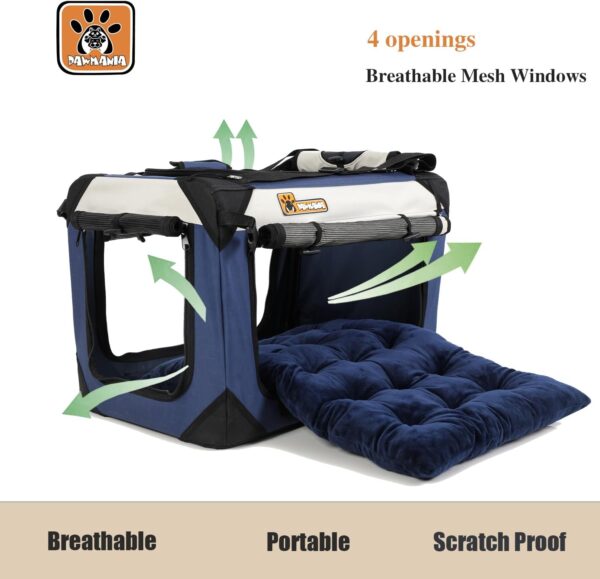 Extra Large Cat Carrier, Collapsible Dog Travel Crate, Soft-Sided, Lightweight, Anti-Scratch, Desingned for Large Cats & Small - Medium Dogs - Ideal for Indoor & Outdoor, Comfy Bed Pillow Included - Image 7