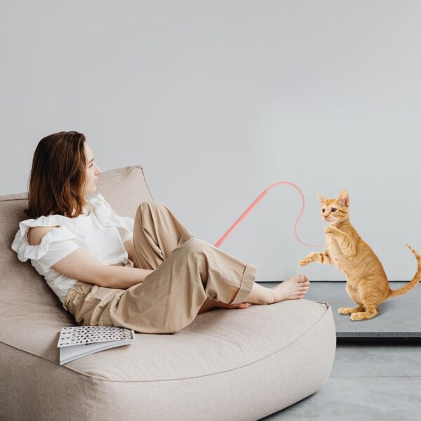 2 Pcs Cat Toy Wand, Cat Toys Interactive Cat Toys for Indoor Cats Silicone Tail Teaser Toy Cat Toys for Bored Indoor Adult Cats Safe Silicone Cat Wand Toy - Image 6