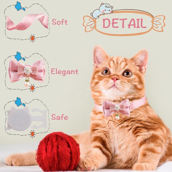 Breakaway Cat Collar, COZIRAE Bowtie Kitty Collar with Flower, Cat Collar with Tie, Cute Cat Collar for Girl/Boy Cat (Color A) - Image 2