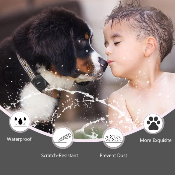 Airtag Dog Collar Holder, [1 Pack] Waterproof Protective Case for Apple AirTag, Durable & Lightweight with Full-Body Protection, Soft Silicone, Black - Image 4