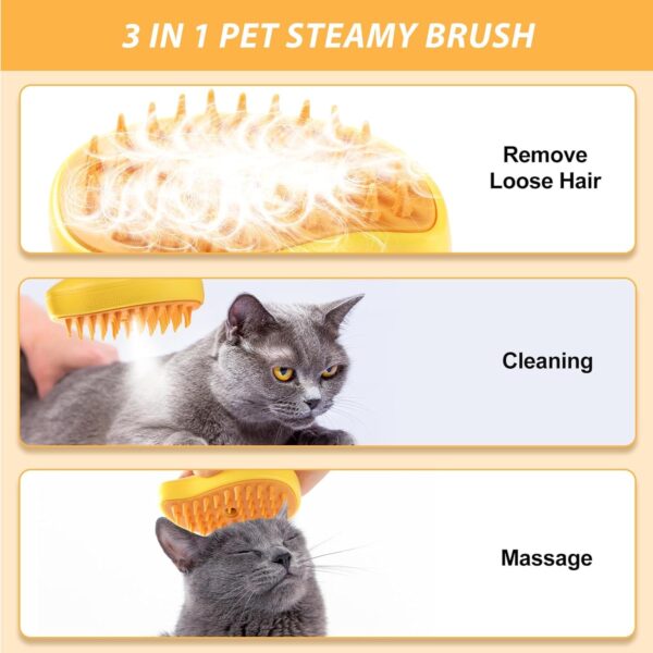 Cat Steam Brush, 3 In1 Spray Cat Brush, Self Cleaning Cat Steamy Brush, Cat Steamy Brush for Massage, Steam Pet Brush,Cat grooming brush,Suitable for pet cats and dogs,for Shedding, Massage,and Clean - Image 9