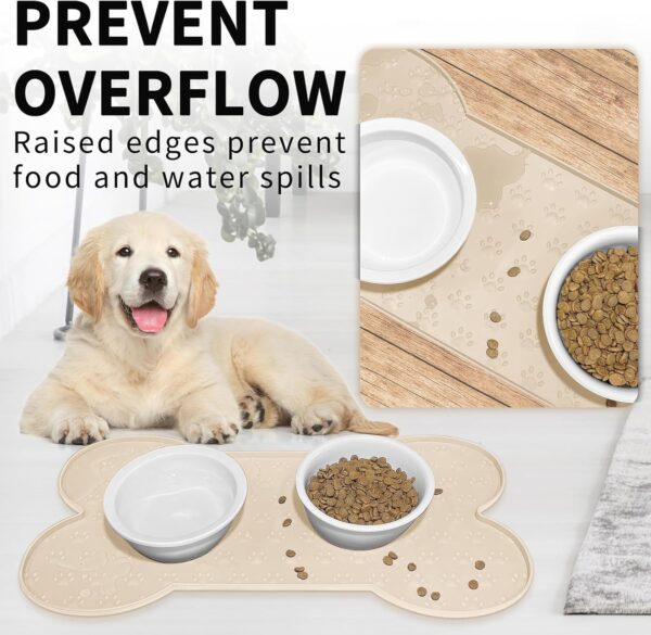 Dog Food Mat Anti-Slip Silicone Dog Bowl Mat Thicker Pet Placemat Waterproof Cat Feeder Pad with Raised Edge Puppy kitten Feeding Mats Suitable Small Medium-Sized Dogs Cats Eating Tray - Image 4