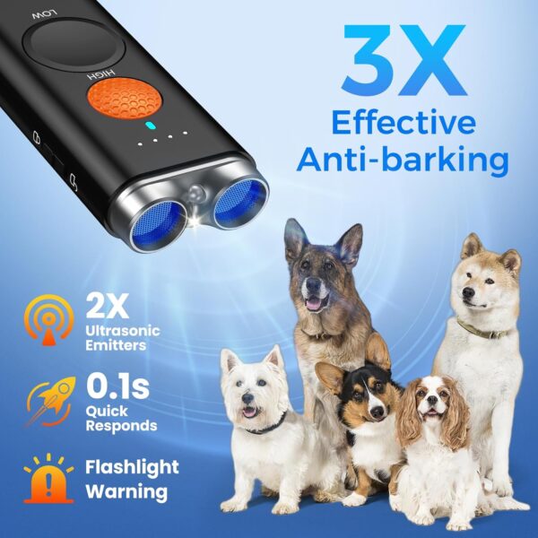 Anti Barking Device for Dogs, Dog Bark Deterrent Devices No More Bark DogTraining Indoor Outdoor Ultrasonic 2X Effective 50ft Range to Stop Neighbors Dog Barking Rechargeable for All Dogs - Image 3