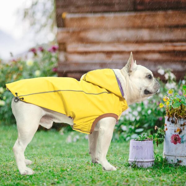 Dog Raincoat Reversible for Small Medium Large Dogs,Waterproof Dog Rain Jacket Hooded Slicker Poncho with Reflective Strip,Adjustable Rain Coat for Puppy,Thick Double Layer Dog Clothes,Yellow - Image 8