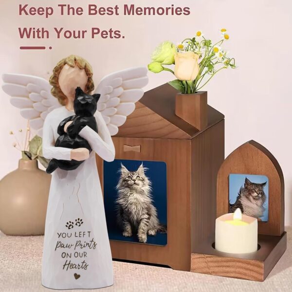 Cat Memorial Gifts, Pet Cat Remembrance Gifts, Loss of Cat Sympathy Gifts for Cat Mom, Passed Away Cat Gifts, Hand-Painted Figurines Angel Cat (Black) - Image 6