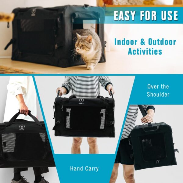 Large Cat Carrier for Car Travel, Pegic Soft Sided Collapsible Pet Carrier for Outdoor and Indoor Uses, Roomy Extra Large Cat Carrier for 2 Kittens, Large Cat or Puppies Up to 55lbs - Image 6