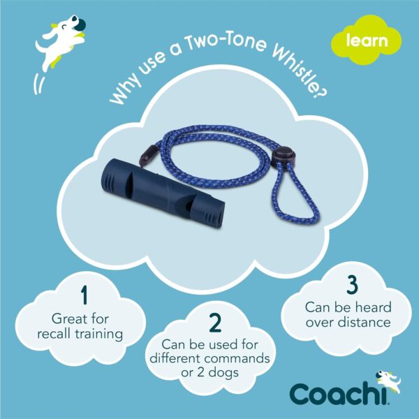 Coachi Two Tone Whistle, Train Two Dogs, Train Different Commands, Tough Material, Adjustable Reflective Lanyard, Traditional, Recall Training, Lightweight & Compact, Dog and Puppy Training - Image 2