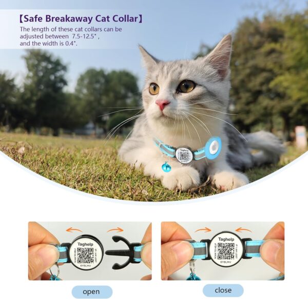 Airtag Cat Collar Breakaway with QR Code Name Tag, Reflective cat Collar airtag Holder with Bell, Cat ID Tag Personalized, Ultra-Durable, Adjustable, Quick Release, Fits Most Cats (Black A) - Image 2