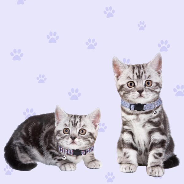 Cat Collar,2 Pack cat Collar with Bells,cat Collar Breakaway，Adjustable Kitten Collar for boy Girl Cats(7-12 inch),Perfect Pet Supplies,Accessories (Dark Gray) - Image 6