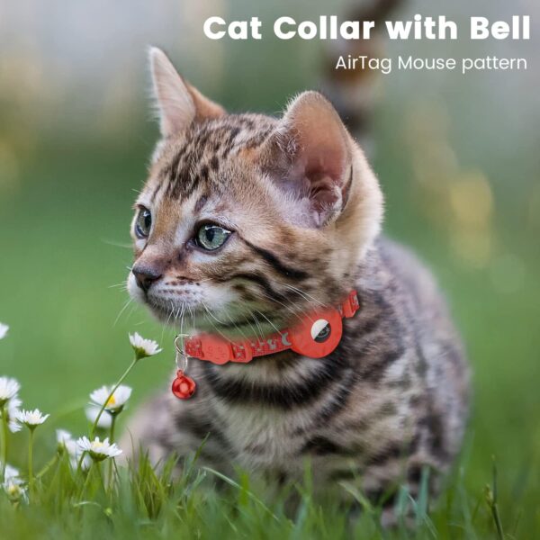 Airtag Cat Collar, Striking Collar for Cat with Safety Buckle and Waterproof Air Tag Holder in 3/8" Width, Cat Airtag Collar, Cat GPS Tracker Collar Compatible with Apple Airtag for Cat Puppy - Image 7