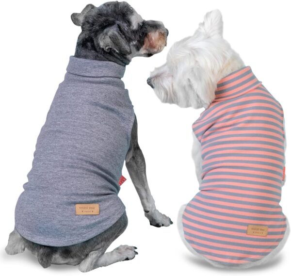 KYEESE 2Pack Dog Coat Turtleneck Stretchy Dog Sweater Super Soft Dog Cold Weather Coat for Small Dogs in Sleeveless Design Dog Fleece Vest, Grey,M