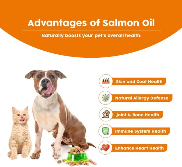 Wild Alaskan Salmon Oil for Dogs & Cats Omega 3 Skin & Coat Support, Liquid Food Supplement for Pets, EPA + DHA Fatty Acids for Joint Function, Immune & Heart Health, Fish Oil Supplements for Dogs - Image 2