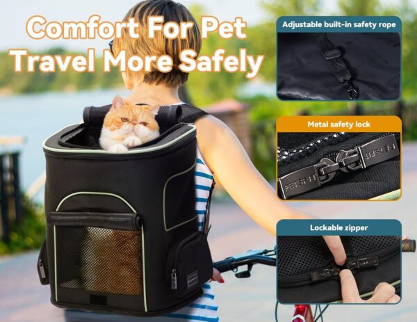 PETSFIT Dog Backpack Carrier with Upgraded Waist Protection Design, Cat Backpacks for Carrying Cats/Dogs/Puppies Up to 22 Pounds. Designed for Hiking Camping Traveling,Black - Image 3