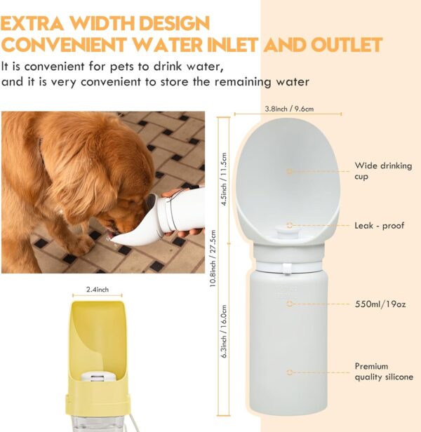 Silicone Dog Water Bottle, Dog Travel Water Bottle Foldable Extra Wide Cup, Lightweight Portable Dog Water Bottle with 2 Metal Pet Tag,Easy to Clean Also for Dog, Cat and Other Pets. - Image 3