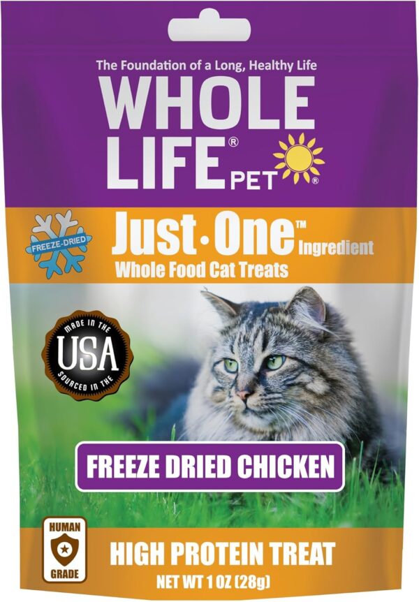 Whole Life Pet Freeze Dried Chicken Cat Treats - Human Grade - One Ingredient - Sourced and Made in The USA