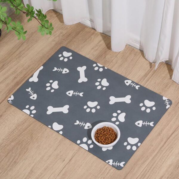 Pet Feeding Mat, Absorbent Dog Food Mat, Dog Mat for Food and Water, No Stains Waterproof Easy Clean Dog Water Dispenser Mat Dog Feeding Supplies Dog Water Bowl Mat, 24''×16''