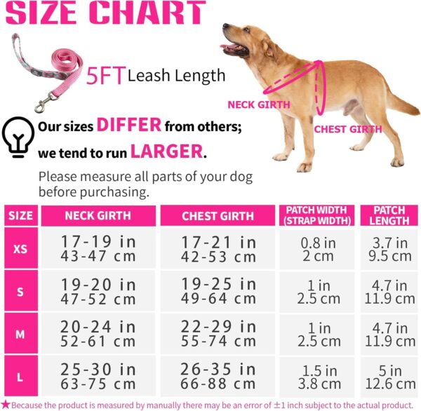 Service Dog Harness and Leash Set, No-Pull Service Dog Vest with 4 PCS Reflective Patches, Dog Vest Harness with Handle, Pet Harness for Small Medium Large Dogs in Training (Pink, S) - Image 2