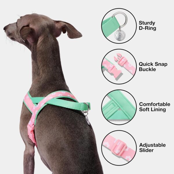 VETRESKA No Pull Dog Harness and Leash Set for Small Medium Large Dogs, Adjustable Soft Padded, Easy Control, Easy Walk and Anti-Twist Pet Lead Combo (Pink & Green,XS) - Image 3