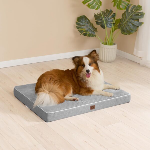 EHEYCIGA Orthopedic Memory Foam Dog Beds for Large Dogs with Removable Waterproof Liner, Grey, 35x23 - Image 9