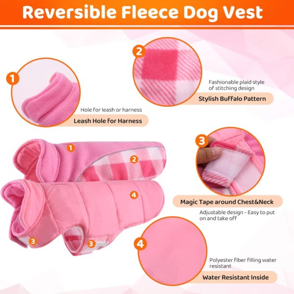 MIGOHI Winter Dog Coat, Reversible Waterproof Reflective Dog Jacket, British Style Dog Clothes for Cold Weather, Warm Pet Vest for Small Medium Large Dog for Winter - Image 3