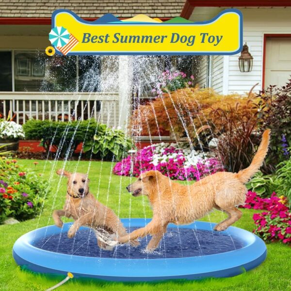 Raxurt Dog Pool, 51 Inch Splash Sprinkler Pad for Dogs Thickened Durable Upgrade Bath Pool Pet Summer Outdoor Water Toys, Blue - Image 6