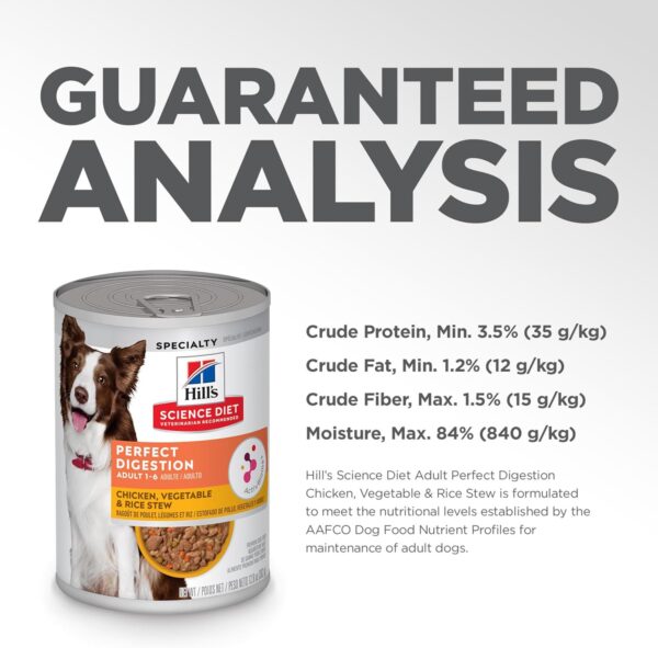 Hill's Science Diet Perfect Digestion, Adult 1-6, Digestive Support, Wet Dog Food, Chicken, Vegetable & Rice Stew, 12.5 oz Can, Case of 12 - Image 11