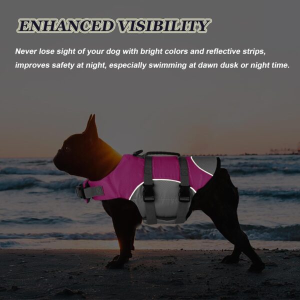 Dogcheer Dog Life Jacket, Sports Style Dog Life Vest for Swimming Boating, Reflective & Adjustable Puppy Life Jacket Floating Swim Vest Pet Life Preserver Swimsuit Small Medium Large Dogs(Pink, XS) - Image 4