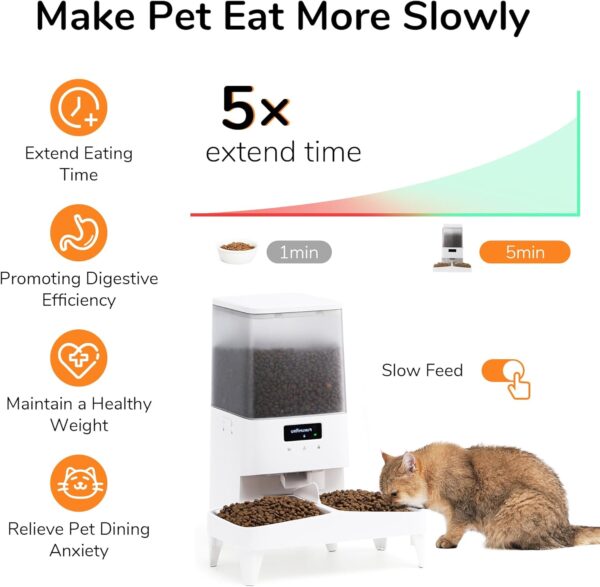 FUKUMARU Automatic Cat Feeder, WiFi Automatic Dog Feeder with Freshness Preservation, 5L Timed Cat Food Dispenser with Elevated Bowls, Up to 10 Meals Per Day, Granary Pet Feeder for Cats/Dogs - Image 9