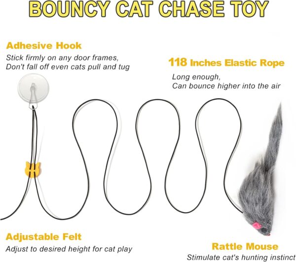 2PCS Door Hanging Cat Toy, Interactive Cat Toys for Bored Indoor Adult Cats, Home Alone Cat Toys Self Play, Cat Door Toy with Adhesive Hooks, Cat Exercise Stimulation Kitten Toys with Mouse - Image 4