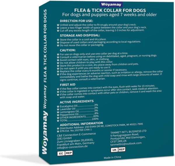 4 Pack Flea Collar for Dogs, Natural Flea and Tick Collar for Dogs, 8 Months Flea and Tick Prevention for Dogs, Tick Collar for Dogs, Water Resistant Dog Flea Collar, One Size Fits All, Blue