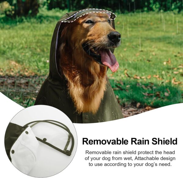 Dog Raincoats for Large Dogs Waterproof Dog Hoodies Adjustable Dog Rain Jacket Poncho Detachable with Hood Fixable Flashlight Design for Night Dog Walking Safety-Size L to 4XL- Army Green- XL - Image 5