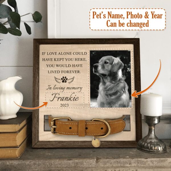 SANDJEST Personalized Pet Memorial Gifts, Pet Collar Frame with Photo, Dog Bereavement Gifts, Custom Memorial Gifts for Pet Dad Mom, Pet Loss Wooden Sign Plaque Decoration - Image 2