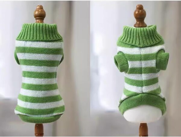 Striped Cat Sweaters Kitty Sweater for Cats Knitwear,Small Dogs Kitten Clothes Male and Female,High Stretch,Soft,Warm (XL, Green) - Image 2