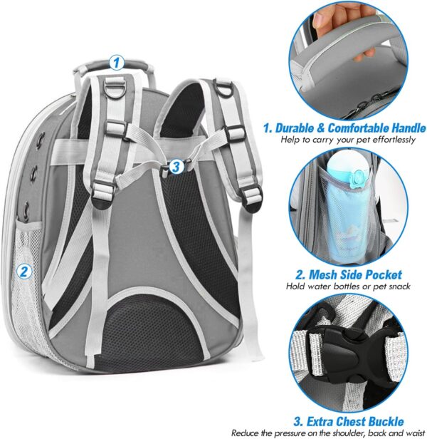 Cat Backpack Carrier, Pet Bubble Backpacks Airline Approved, Clear Space Capsule Pet Travel Carrying Bag Bookbag for Small Medium Cat Dog Puppy Kitten Bunny Bird with Hiking Walking Outdoor Use - Image 4